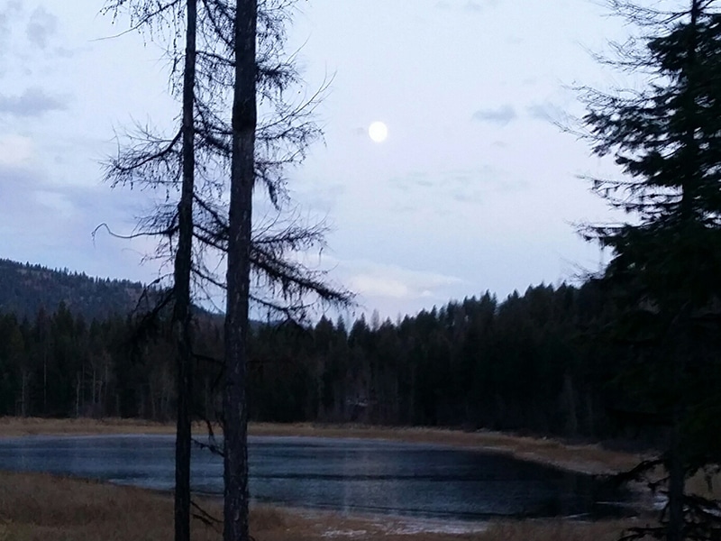 Lost Lake Montana in the moonlight
